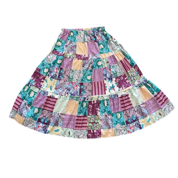 Patchwork Tiered Maxi Skirt XL - Picture 3 of 3